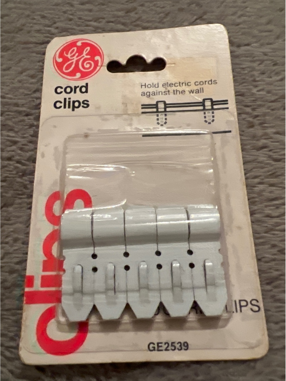 General Electric Vintage Cord Clips Hold Electric Cords Against Wall